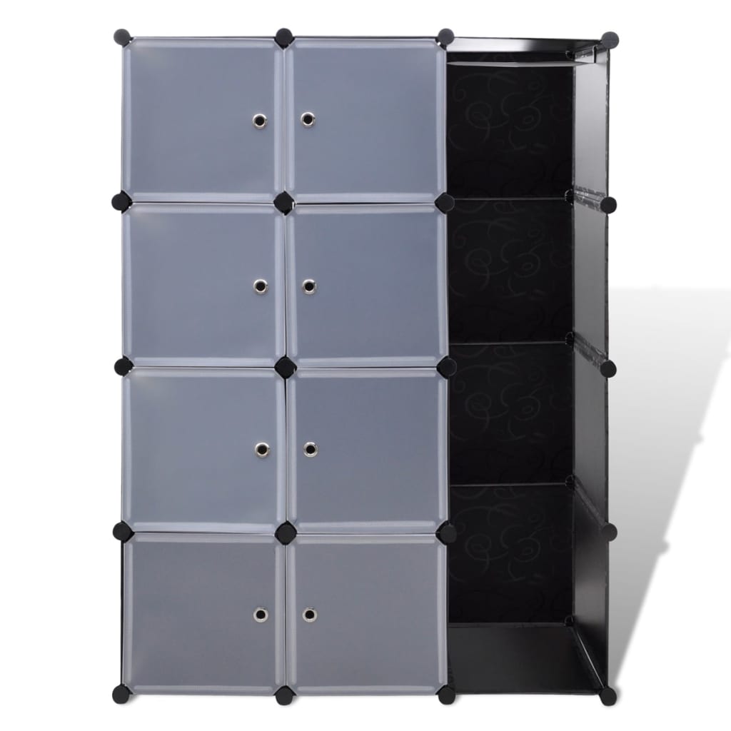 Kast Met 9 Vakken Modulair 37X5X50 Cm 9 compartimenten Zwart en wit