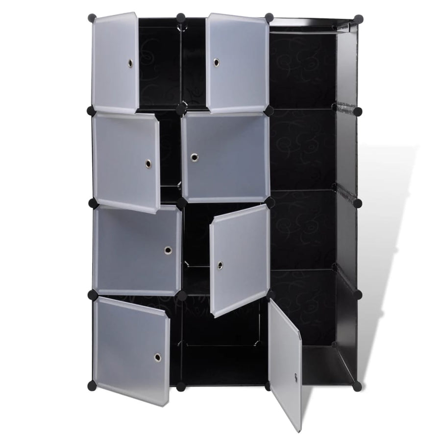 Kast Met 9 Vakken Modulair 37X5X50 Cm 9 compartimenten Zwart en wit