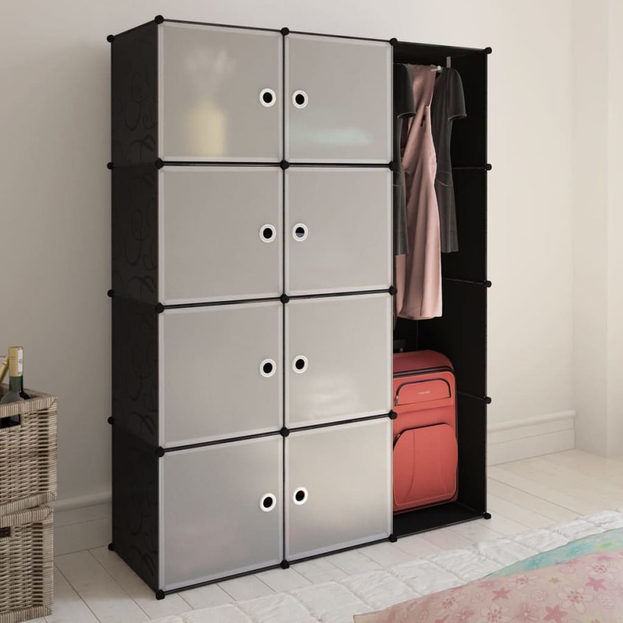 Kast Met 9 Vakken Modulair 37X5X50 Cm 9 compartimenten Zwart en wit