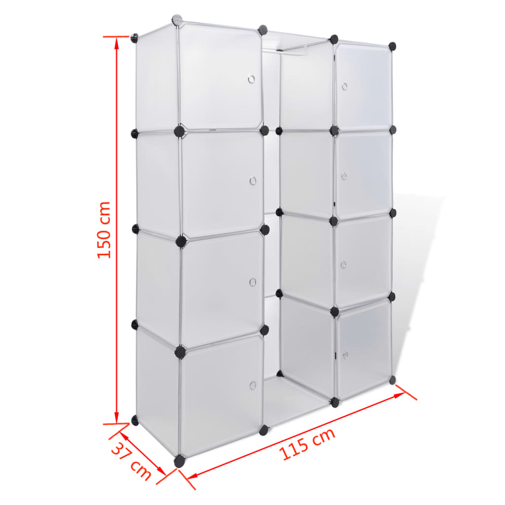 Kast Met Modulair 37X5X50 Cm 9 compartimenten Wit