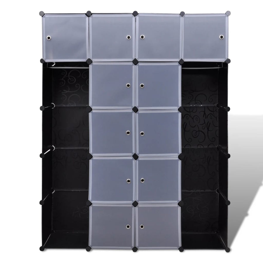 Kast Modulair Met 4 Vakken 37X46X80,5 Cm 14 compartimenten Zwart en wit