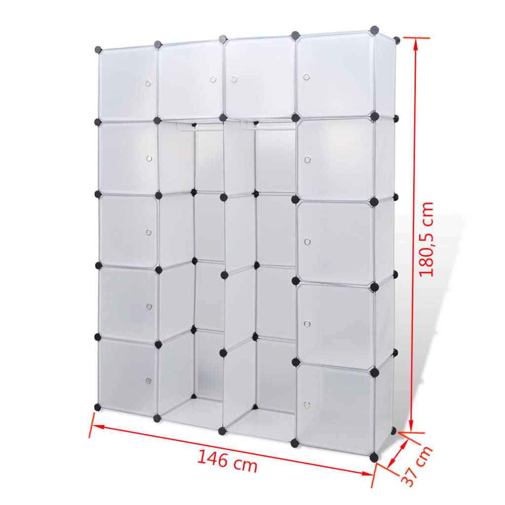 Modulaire Kast Met 4 Compartimenten 37 X 46 X 80,5 Cm 14 compartimenten Wit