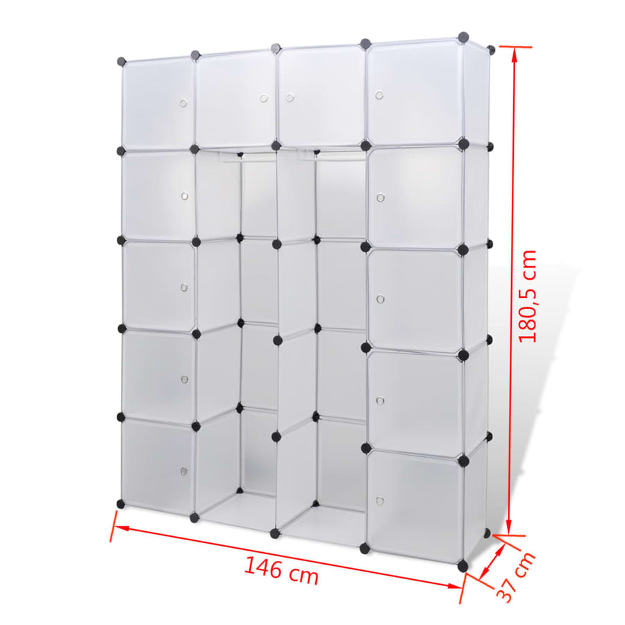 Modulaire Kast Met 4 Compartimenten 37 X 46 X 80,5 Cm 14 compartimenten Wit