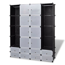 Kast Modulair Met 8 Vakken 37X46X80,5 Cm 18 compartimenten Zwart en wit