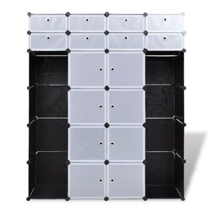 Kast Modulair Met 8 Vakken 37X46X80,5 Cm 18 compartimenten Zwart en wit