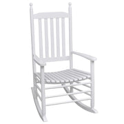 Rocking chair with curved wooden seat, white