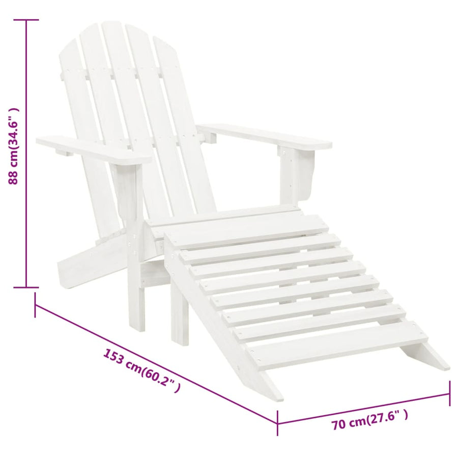 Tuinstoel Met Hocker Hout Wit