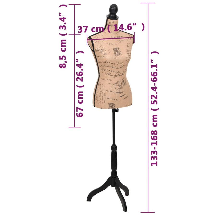 Etalagepop torso vrouw jute bruinzwart Bruin