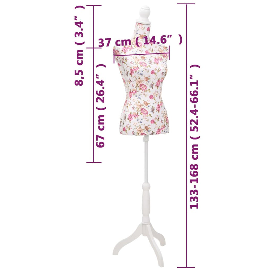 Etalagepop Torso Vrouw Katoen Met Rozenprint Wit