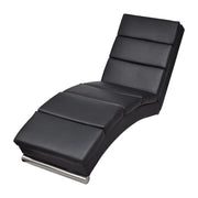 Chaise longue kunstleer zwart 154x52.5x72 cm