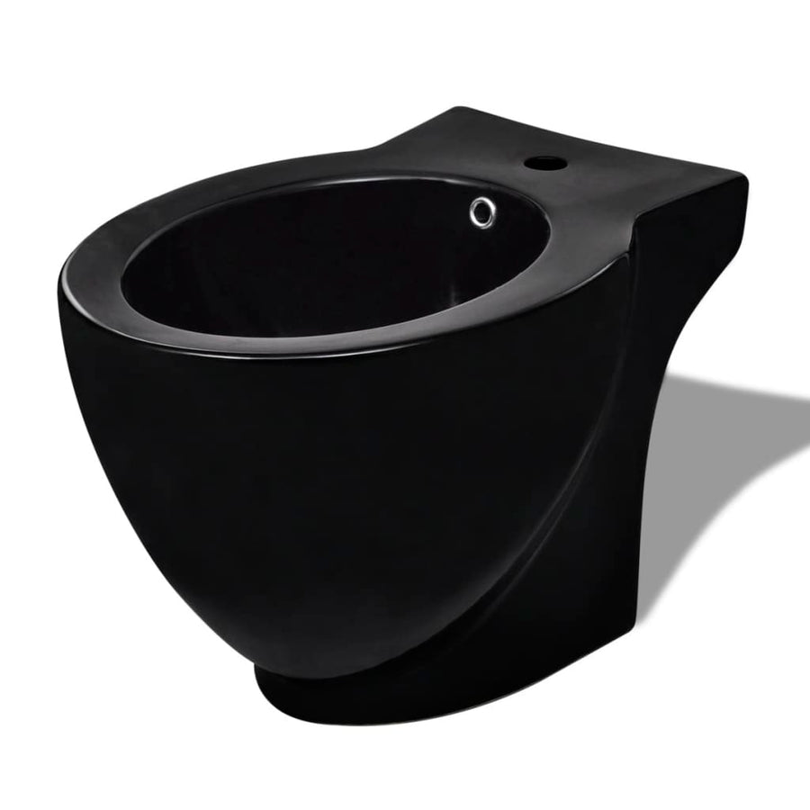 Ronde Staande Keramieken Bidet (Zwart)