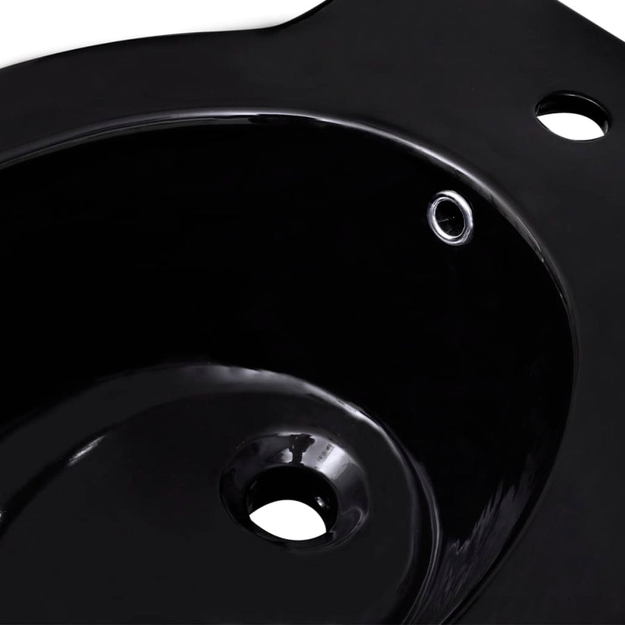 Ronde Staande Keramieken Bidet (Zwart)