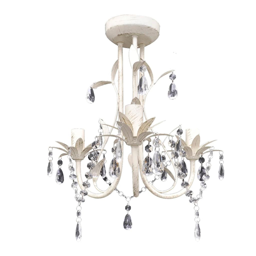 Kristallen Kroonluchter Met Wit Elegant Design (3 Lampen) 1