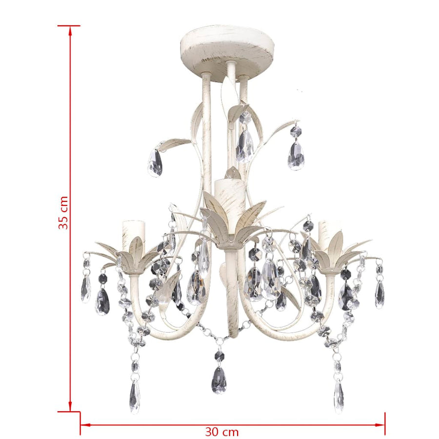Kristallen Kroonluchter Met Wit Elegant Design (3 Lampen) 1