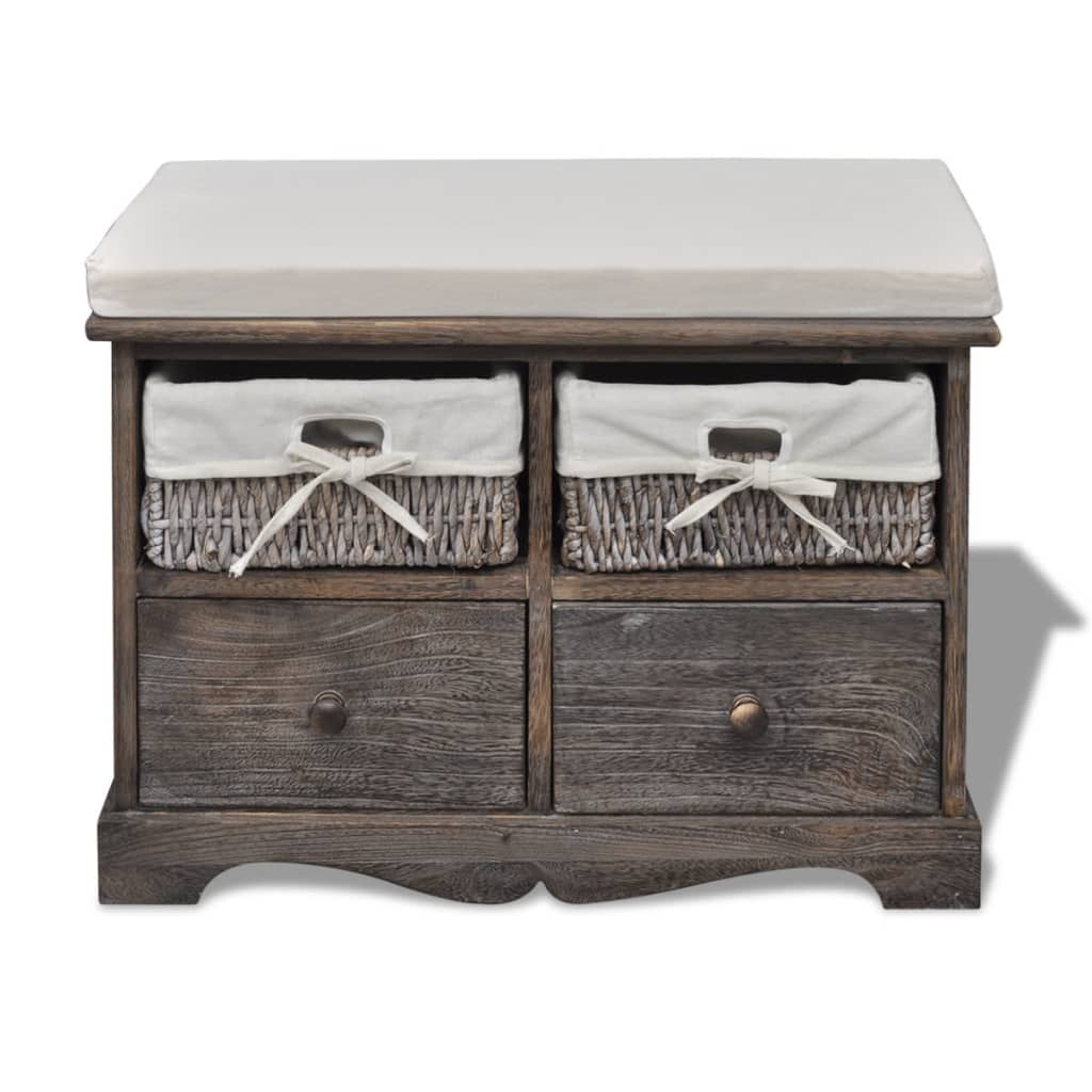 Opbergbank 62X33X42 Cm Paulowniahout Bruin
