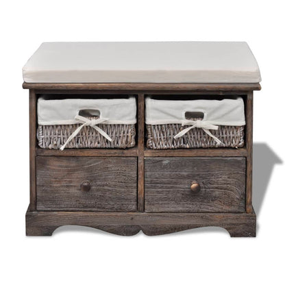 Opbergbank 62X33X42 Cm Paulowniahout Bruin
