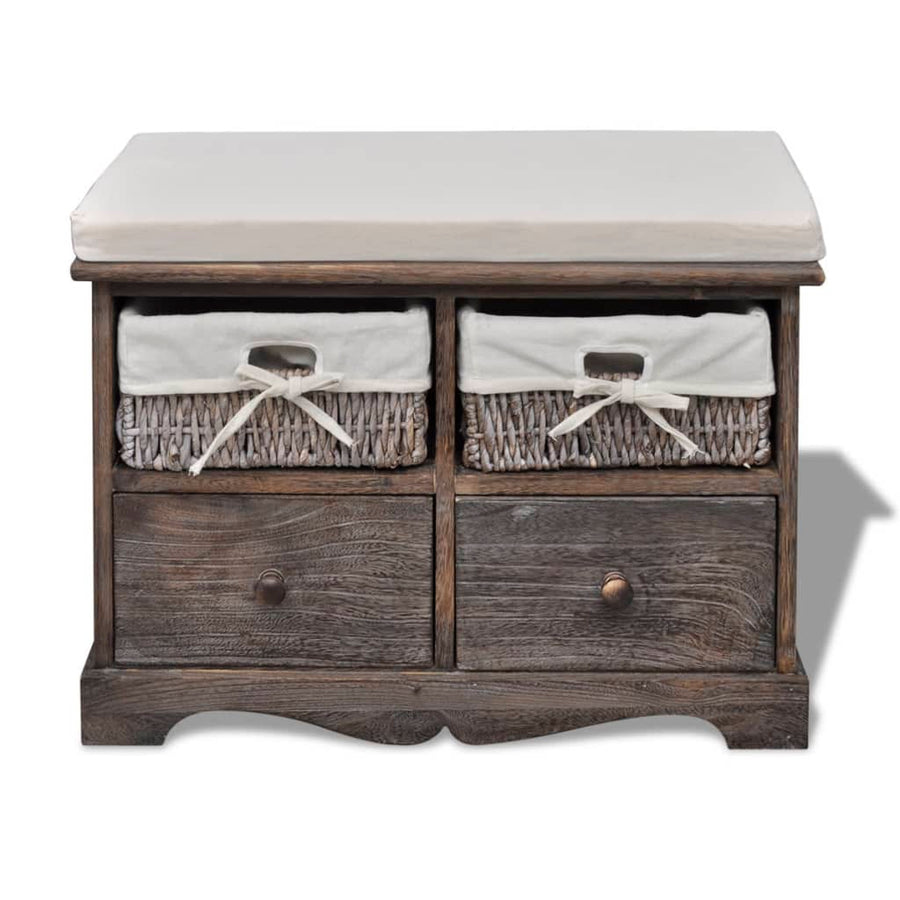 Opbergbank 62X33X42 Cm Paulowniahout Bruin