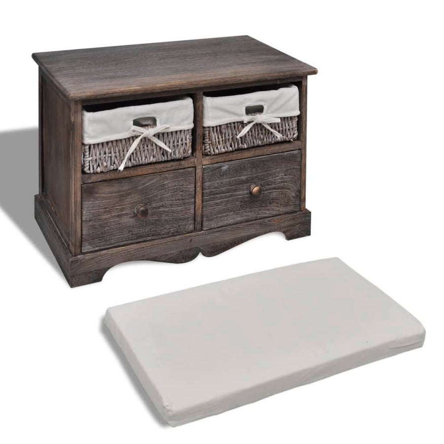 Opbergbank 62X33X42 Cm Paulowniahout Bruin