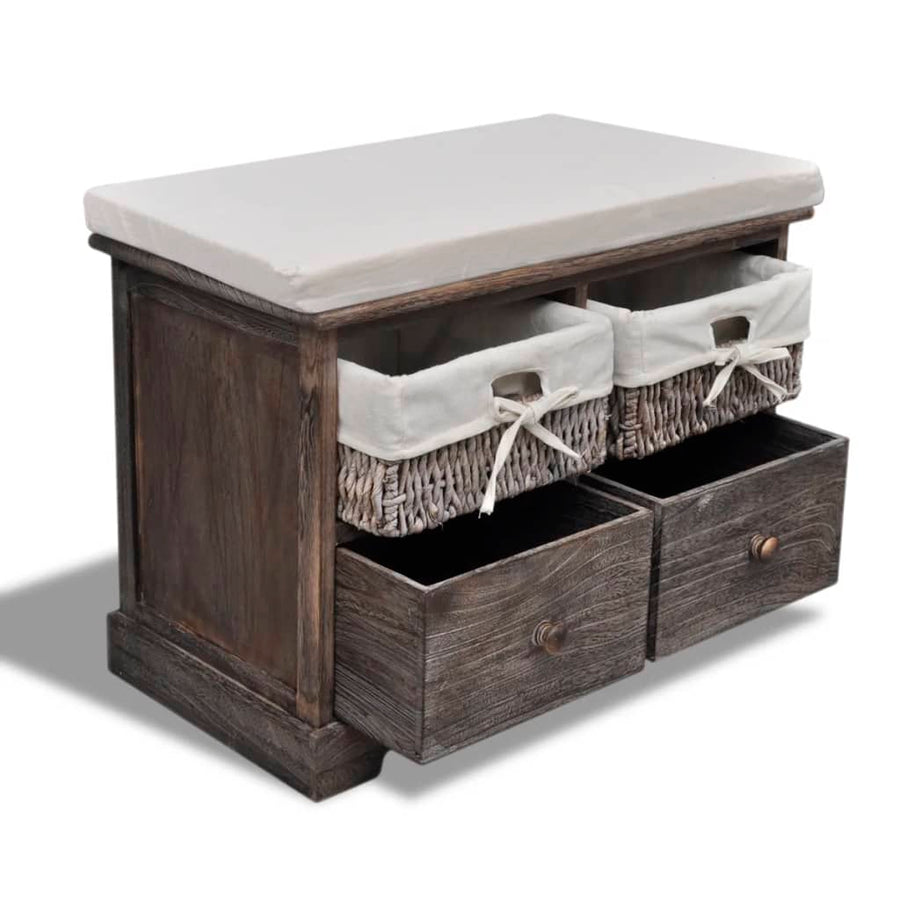 Opbergbank 62X33X42 Cm Paulowniahout Bruin