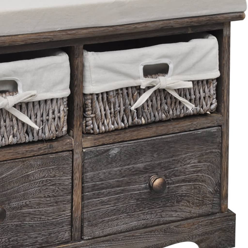 Opbergbank 62X33X42 Cm Paulowniahout Bruin