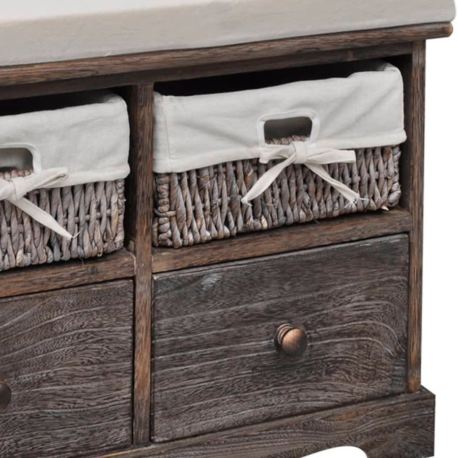 Opbergbank 62X33X42 Cm Paulowniahout Bruin