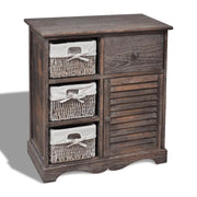 Opbergkast 60x30x63 cm paulowniahout met 3 weefmanden bruin
