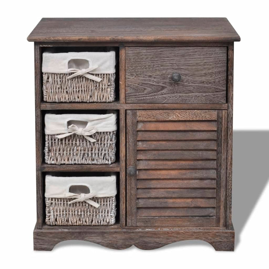 Kast Met Links 3 Weefmanden Hout 60 x 30 x 63 cm Bruin