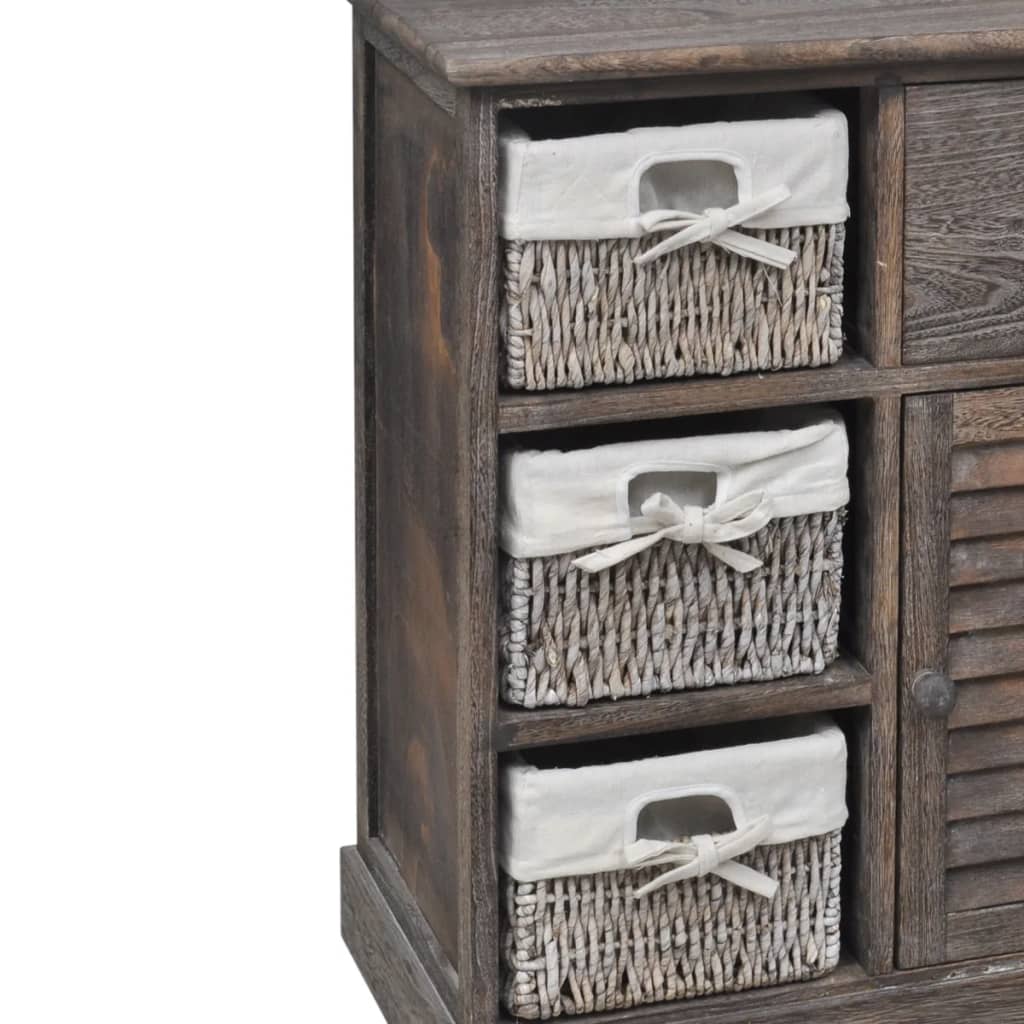 Kast Met Links 3 Weefmanden Hout 60 x 30 x 63 cm Bruin