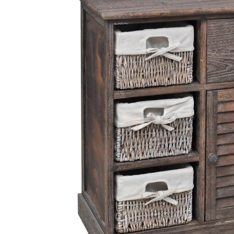 Kast Met Links 3 Weefmanden Hout 60 x 30 x 63 cm Bruin