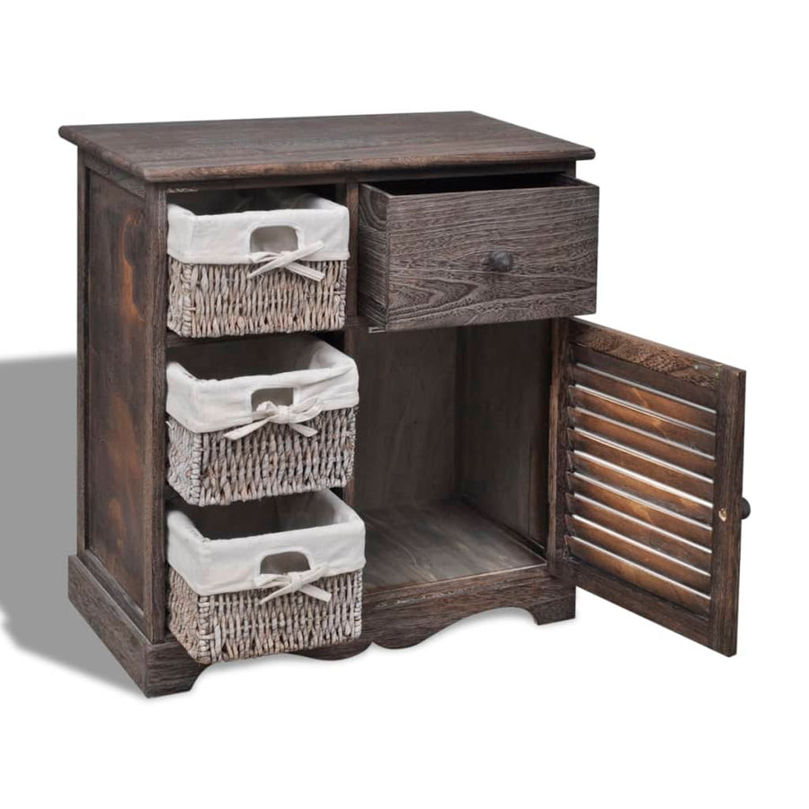 Kast Met Links 3 Weefmanden Hout 60 x 30 x 63 cm Bruin