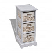 Opbergkast 25x28x58 cm hout wit met 3 weefmanden