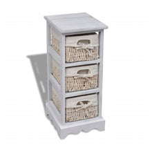 Opbergkast Met 3 Weefmanden Hout Wit 25 x 28 x 58 cm