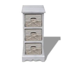 Opbergkast Met 3 Weefmanden Hout Wit 25 x 28 x 58 cm