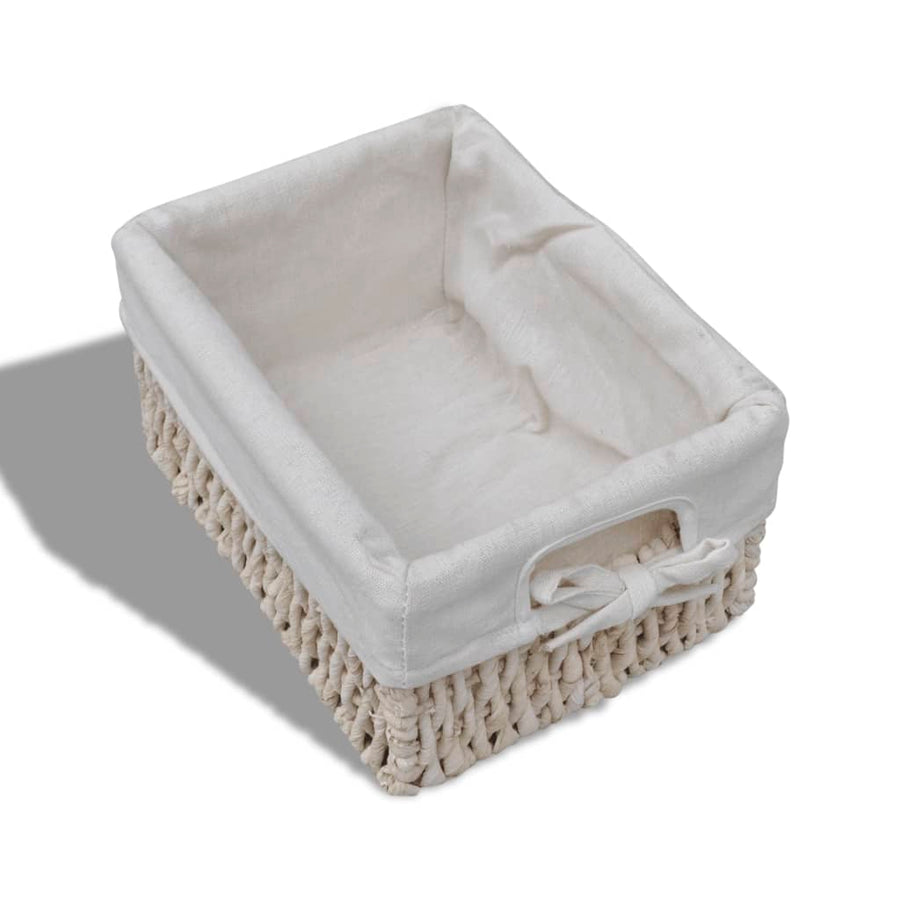 Opbergkast Met 3 Weefmanden Hout Wit 25 x 28 x 58 cm