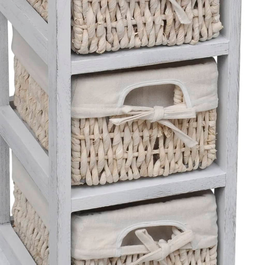 Opbergkast Met 3 Weefmanden Hout Wit 25 x 28 x 58 cm