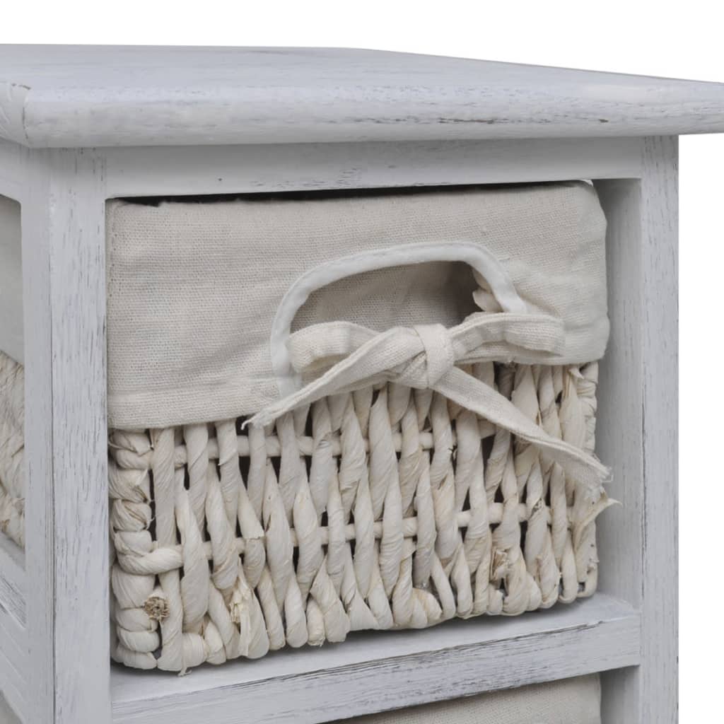 Opbergkast Met 4 Weefmanden Hout Wit 1 25 x 28 x 74 cm