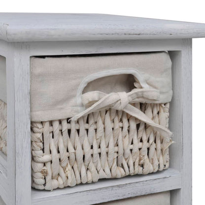 Opbergkast Met 4 Weefmanden Hout Wit 1 25 x 28 x 74 cm