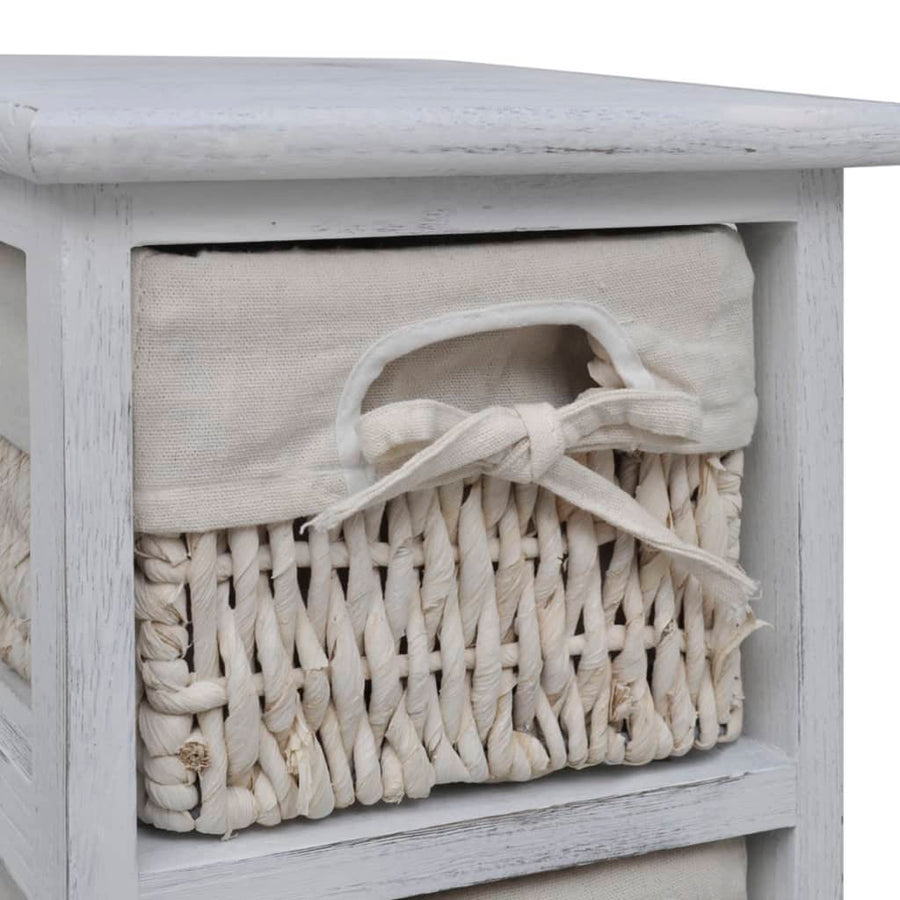 Opbergkast Met 4 Weefmanden Hout Wit 1 25 x 28 x 74 cm