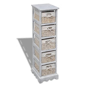 Opbergrek 5 weefmanden hout wit 25x28x90 cm