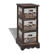Opbergkast 25x28x58 cm hout bruin met 3 manden
