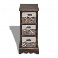 Opbergkast Met 3 Weefmanden Hout Bruin 25 x 28 x 58 cm