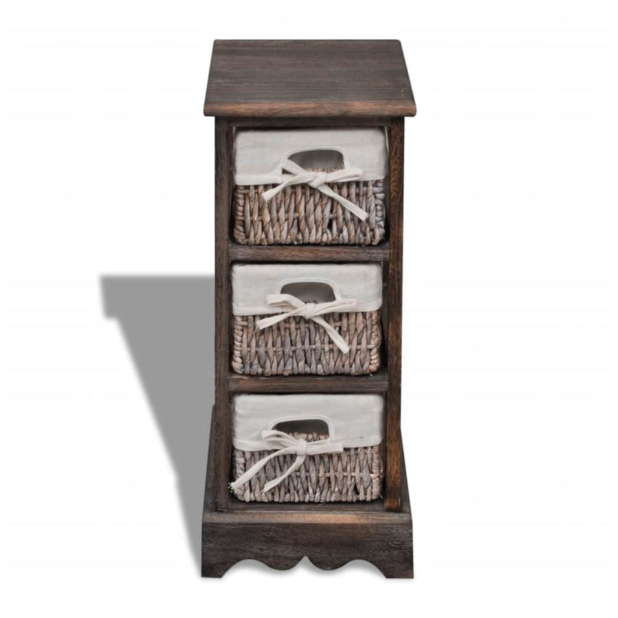Opbergkast Met 3 Weefmanden Hout Bruin 25 x 28 x 58 cm