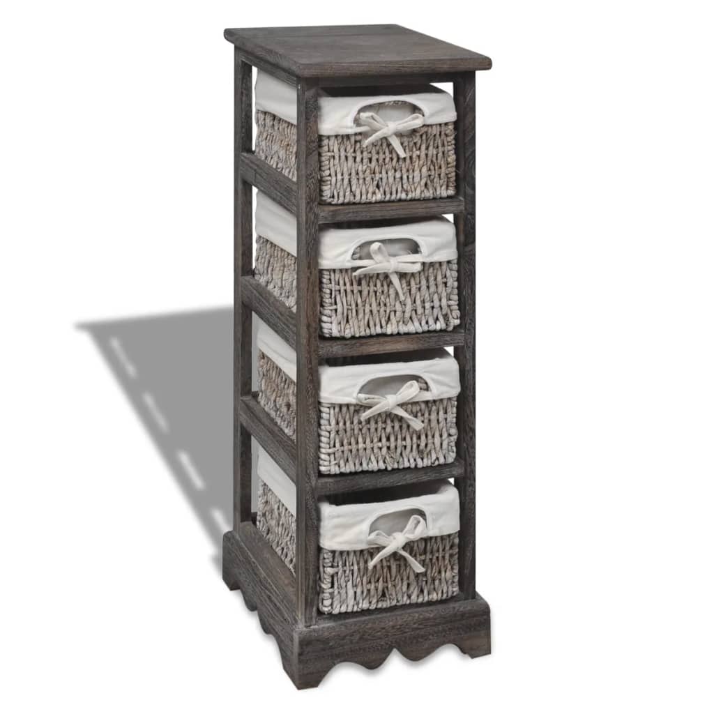 Opbergkast Met 4 Weefmanden Hout Bruin 25 x 28 x 74 cm