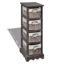 Opbergkast Met 4 Weefmanden Hout Bruin 25 x 28 x 74 cm