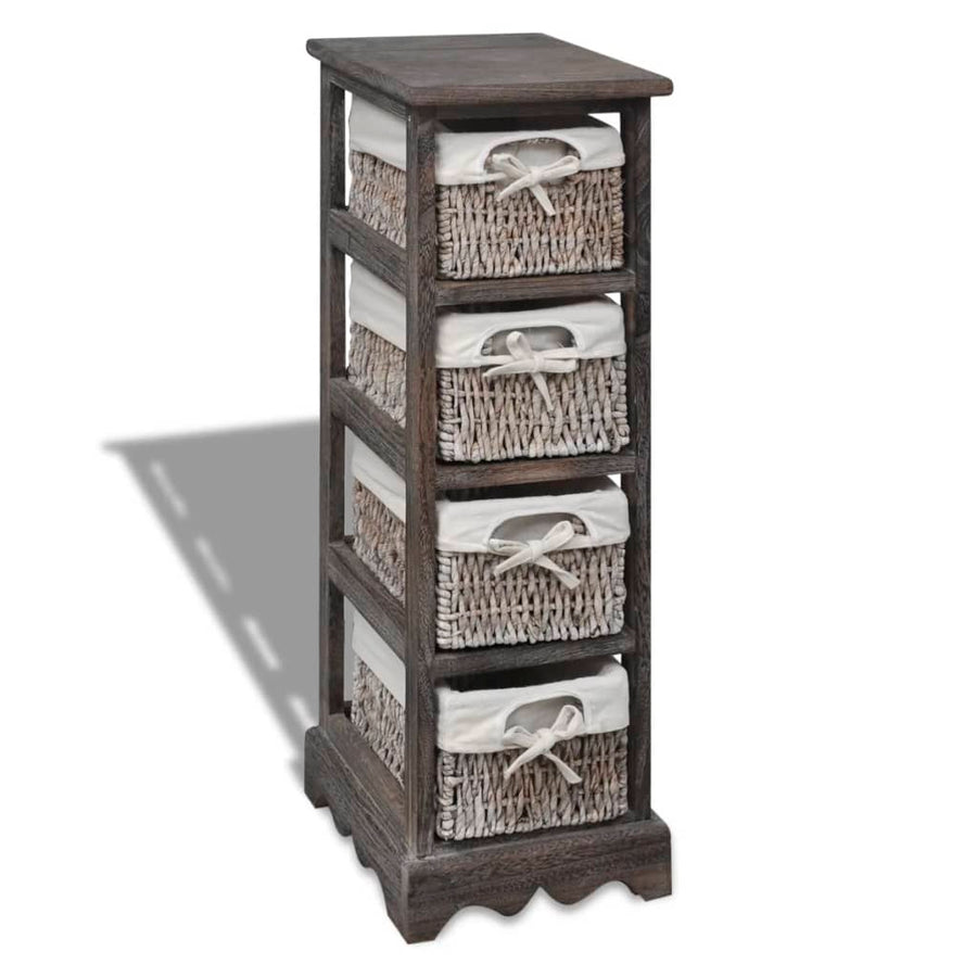 Opbergkast Met 4 Weefmanden Hout Bruin 25 x 28 x 74 cm