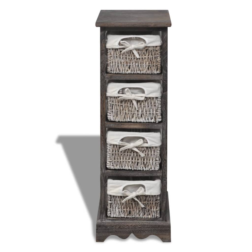 Opbergkast Met 4 Weefmanden Hout Bruin 25 x 28 x 74 cm