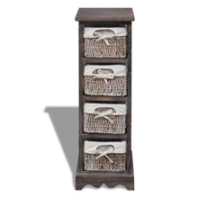 Opbergkast Met 4 Weefmanden Hout Bruin 25 x 28 x 74 cm