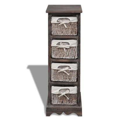 Opbergkast Met 4 Weefmanden Hout Bruin 25 x 28 x 74 cm