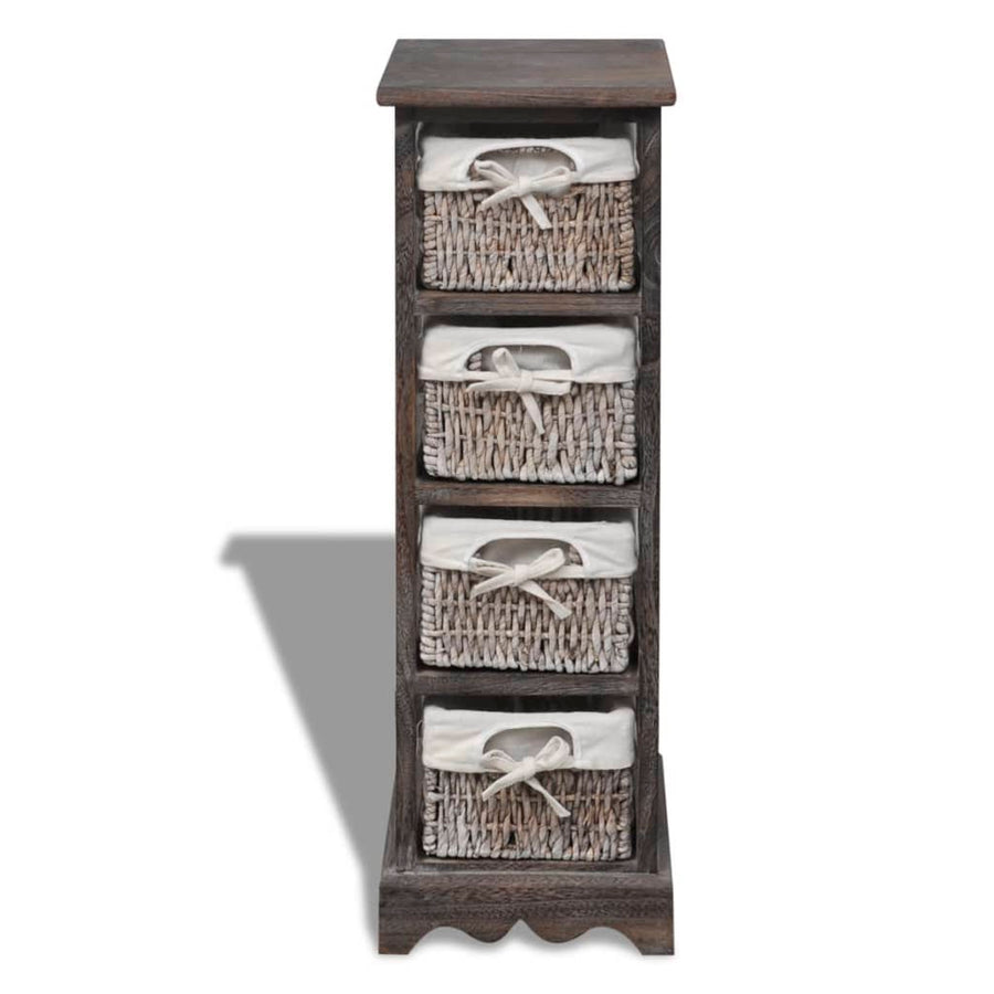 Opbergkast Met 4 Weefmanden Hout Bruin 25 x 28 x 74 cm
