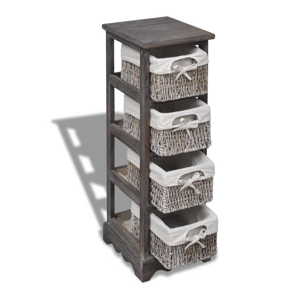 Opbergkast Met 4 Weefmanden Hout Bruin 25 x 28 x 74 cm